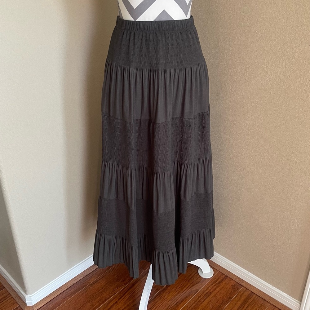Women's Black Maxi Tiered Skirt - Unbranded